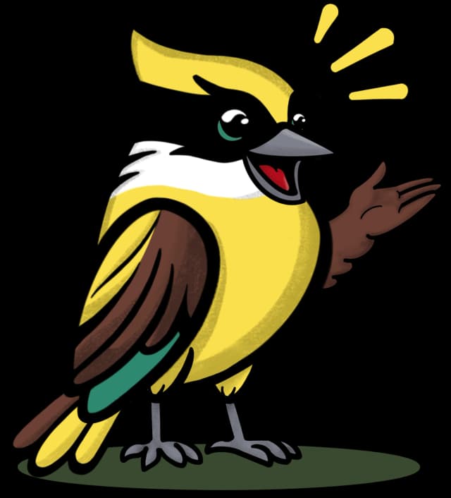 Mascote Bem-te-vi com ferramentas