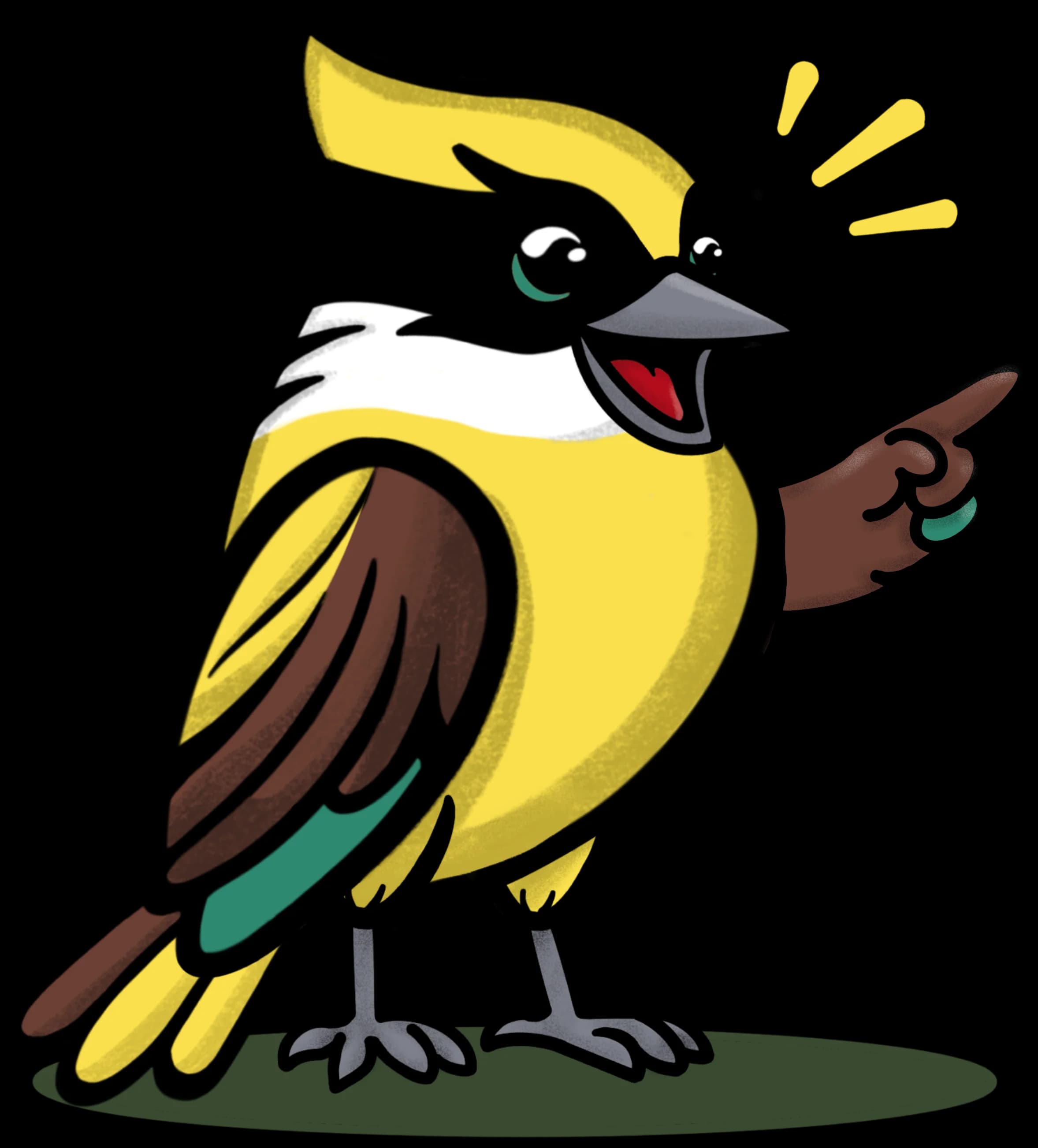 Mascote Bem-te-vi apontando um lançamento duplicado
