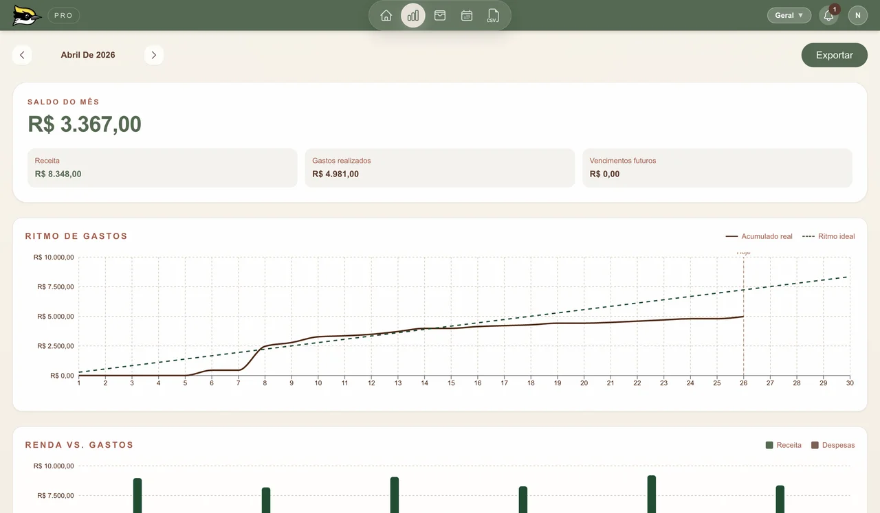 Balance dashboard screenshot